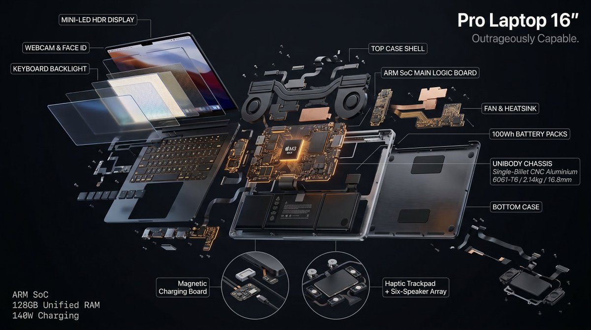 Hyperrealistic 3D radial exploded view of [PRODUCT] [NUMBER] components bursting outward from a  2