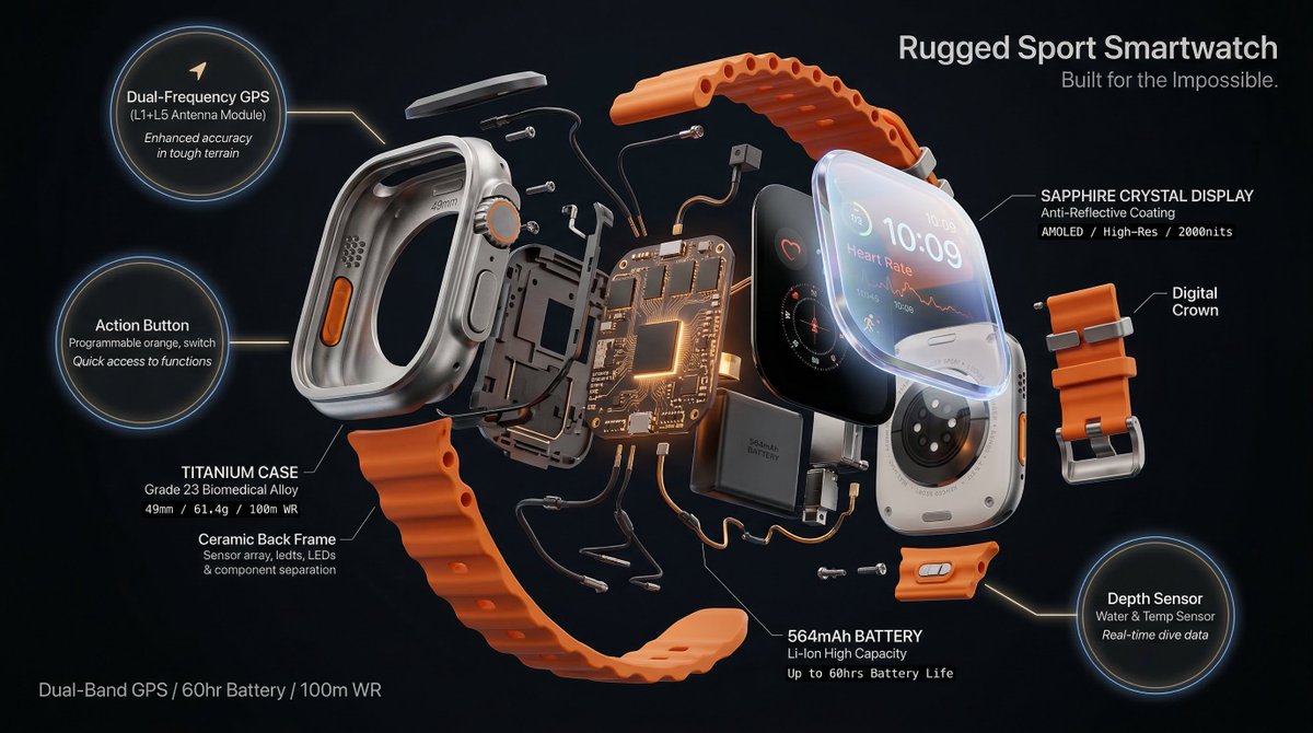 Hyperrealistic 3D radial exploded view of [PRODUCT] [NUMBER] components bursting outward from a  3