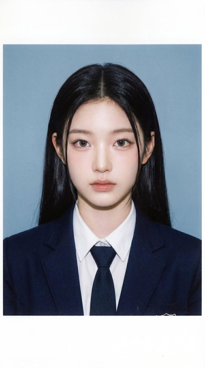 Photorealistic printed portrait of a young woman using the exact same face from the reference im