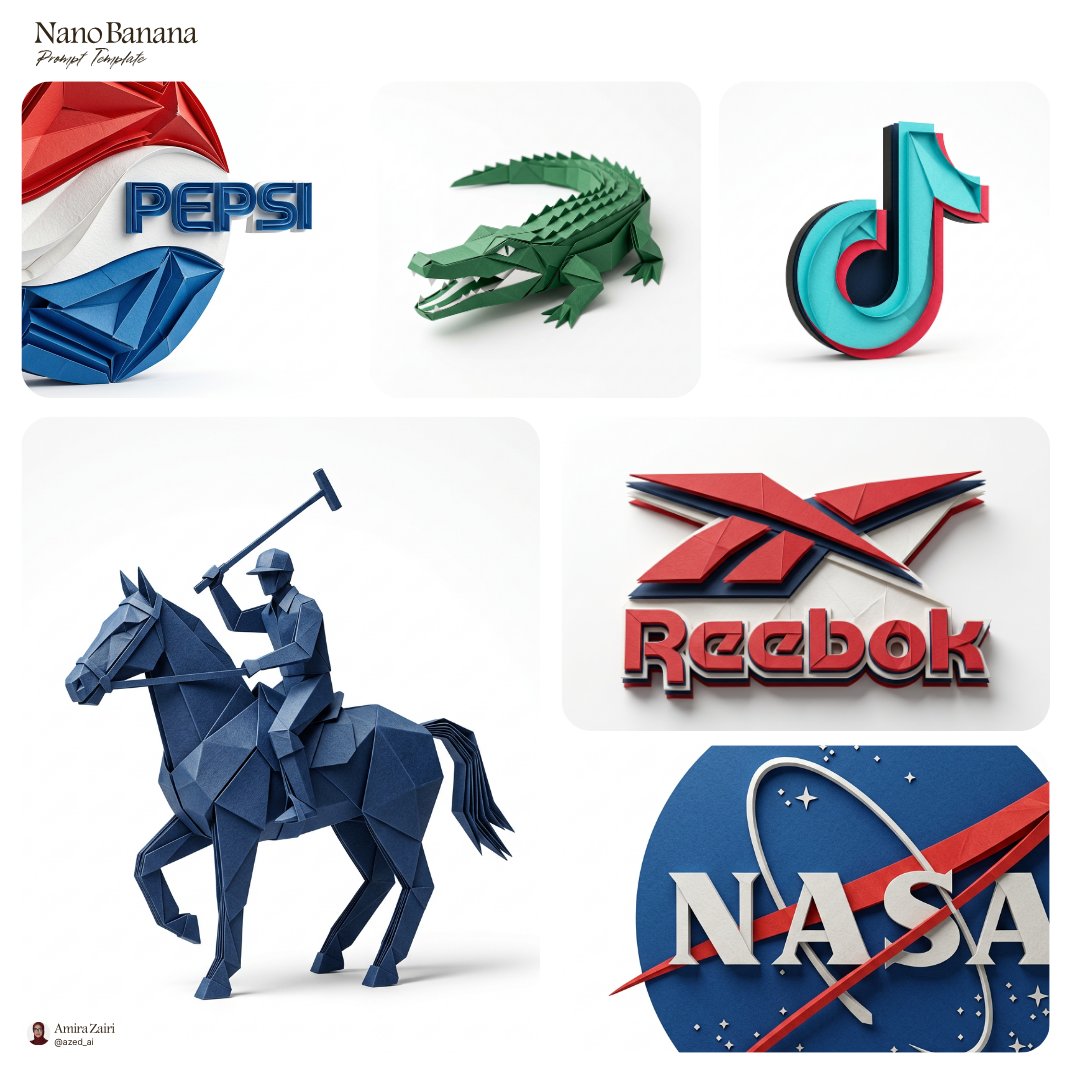 Create an ultra-detailed hyper-realistic 3D render of [logo], transformed into an elegant folded